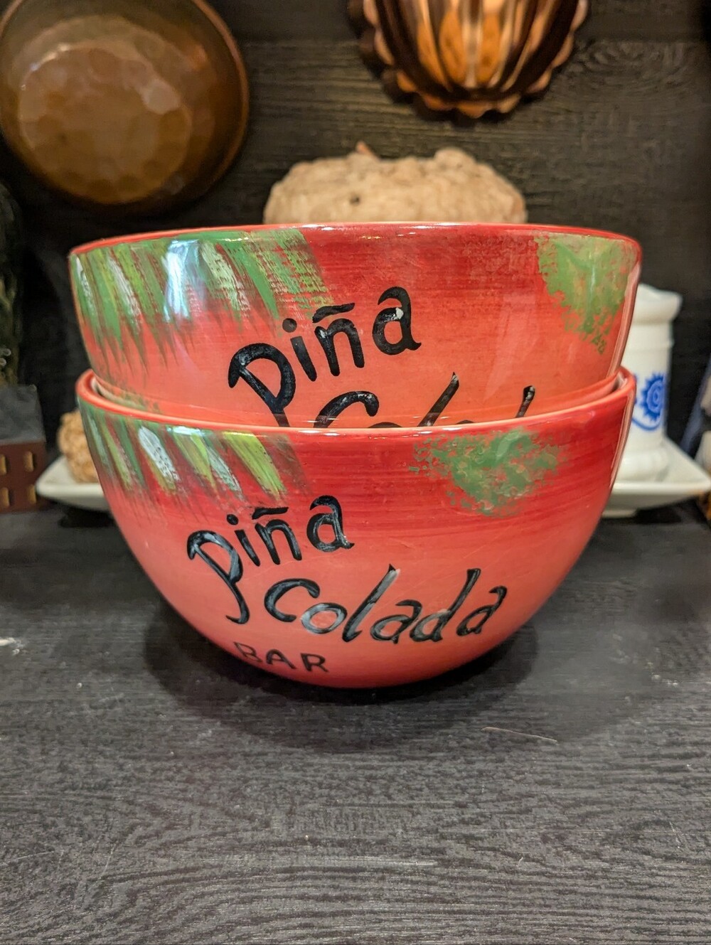 Certified International Pina Colada Bar Bowls Kate McRostie Set of 2 - Picture 2 of 6